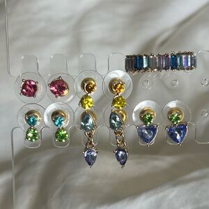 Elegant Multicolor Gemstone Earrings and Ring Set